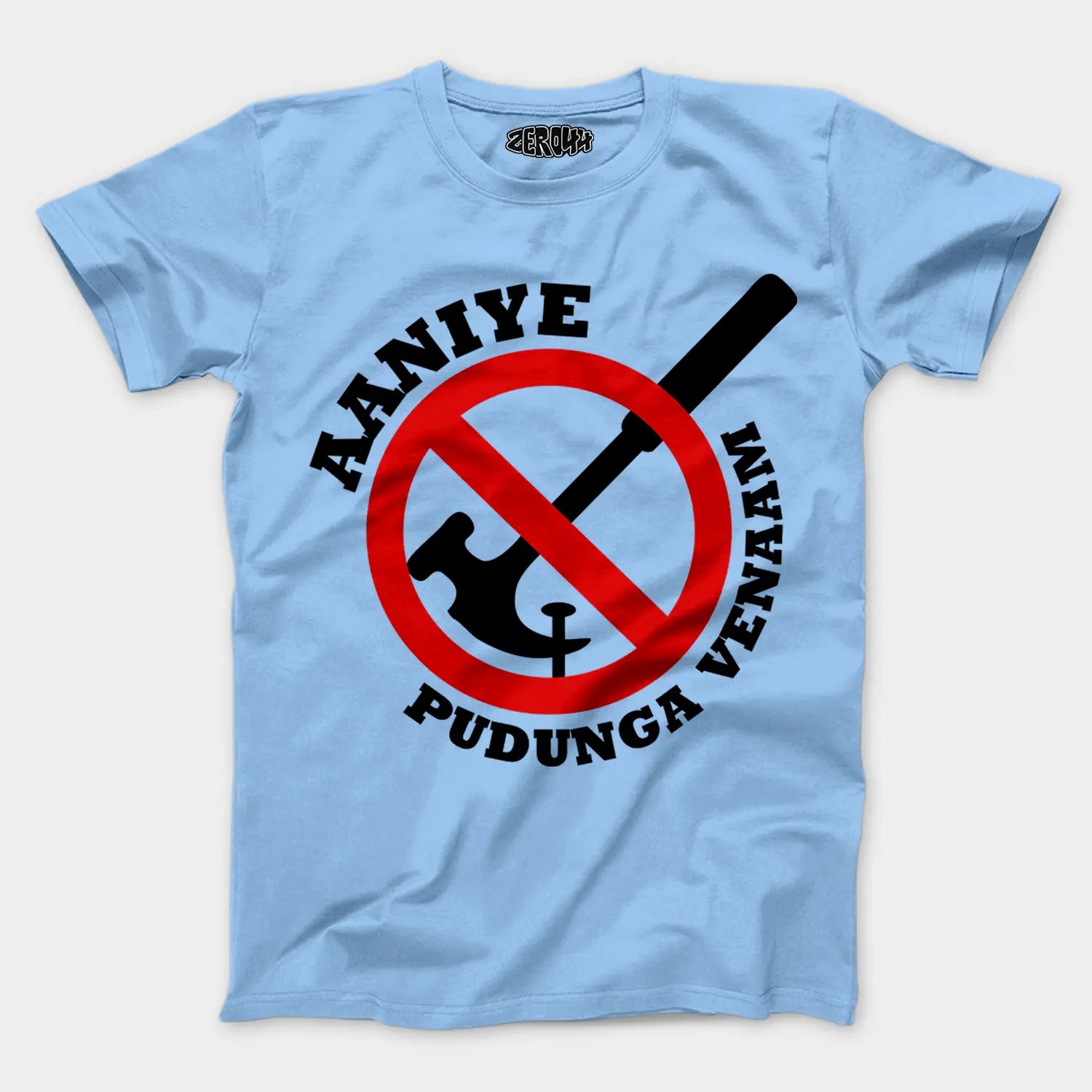 Aaniye Pudunga Venaam Men/Unisex T-Shirt in Baby Blue Color