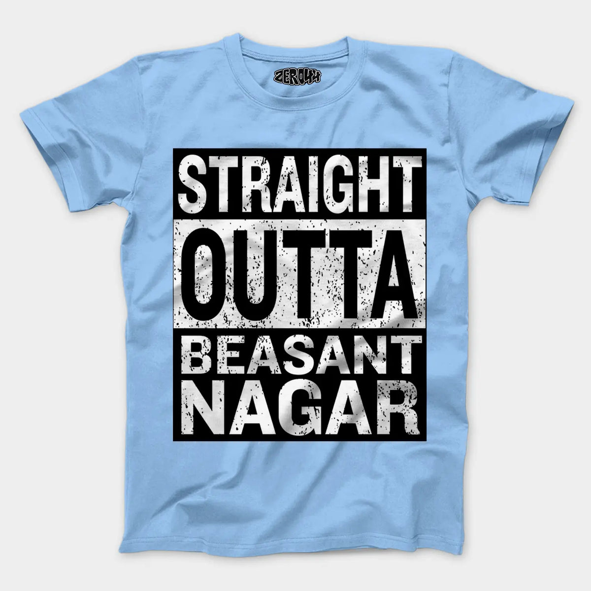 Straight Outta Beasant Nagar Men/Unisex T-Shirt in Baby Blue Color