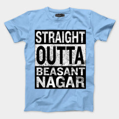 Straight Outta Beasant Nagar Men/Unisex T-Shirt in Baby Blue Color