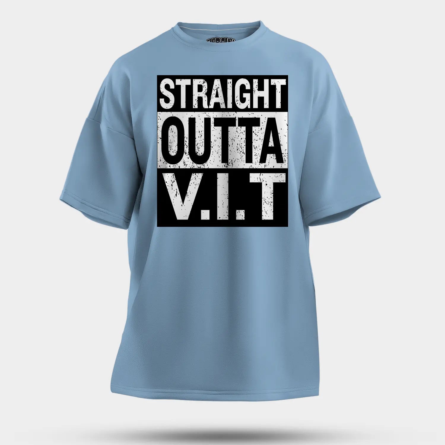 Straight Outta Vit Men/Unisex Oversized T-Shirt in Baby Blue Color