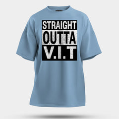 Straight Outta Vit Men/Unisex Oversized T-Shirt in Baby Blue Color