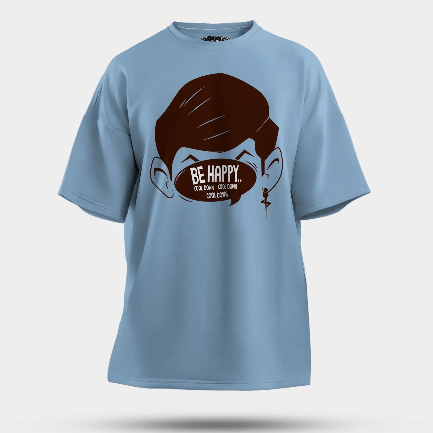 Be Happy Cool Down Cool Down Cool Down Men/Unisex Oversized T-Shirt in Baby Blue Color