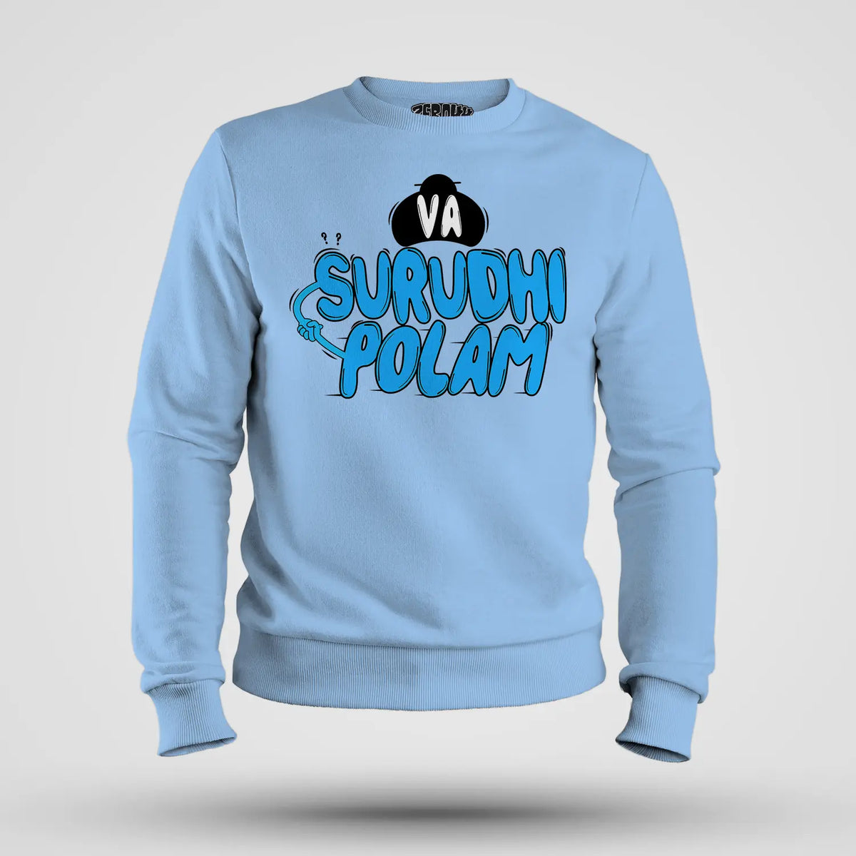 Va Surudhi Polam Men/Unisex Sweatshirt in Baby Blue Color