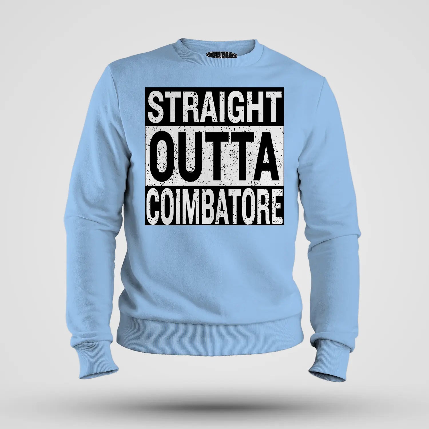 Straight Outta Coimbatore Men/Unisex Sweatshirt in Baby Blue Color