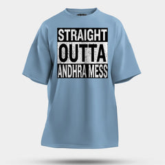 Straight Outta Andhra Mess Men/Unisex Oversized T-Shirt in Baby Blue Color