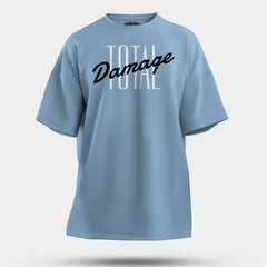 Total Damage Men/Unisex Oversized T-Shirt in Baby Blue Color