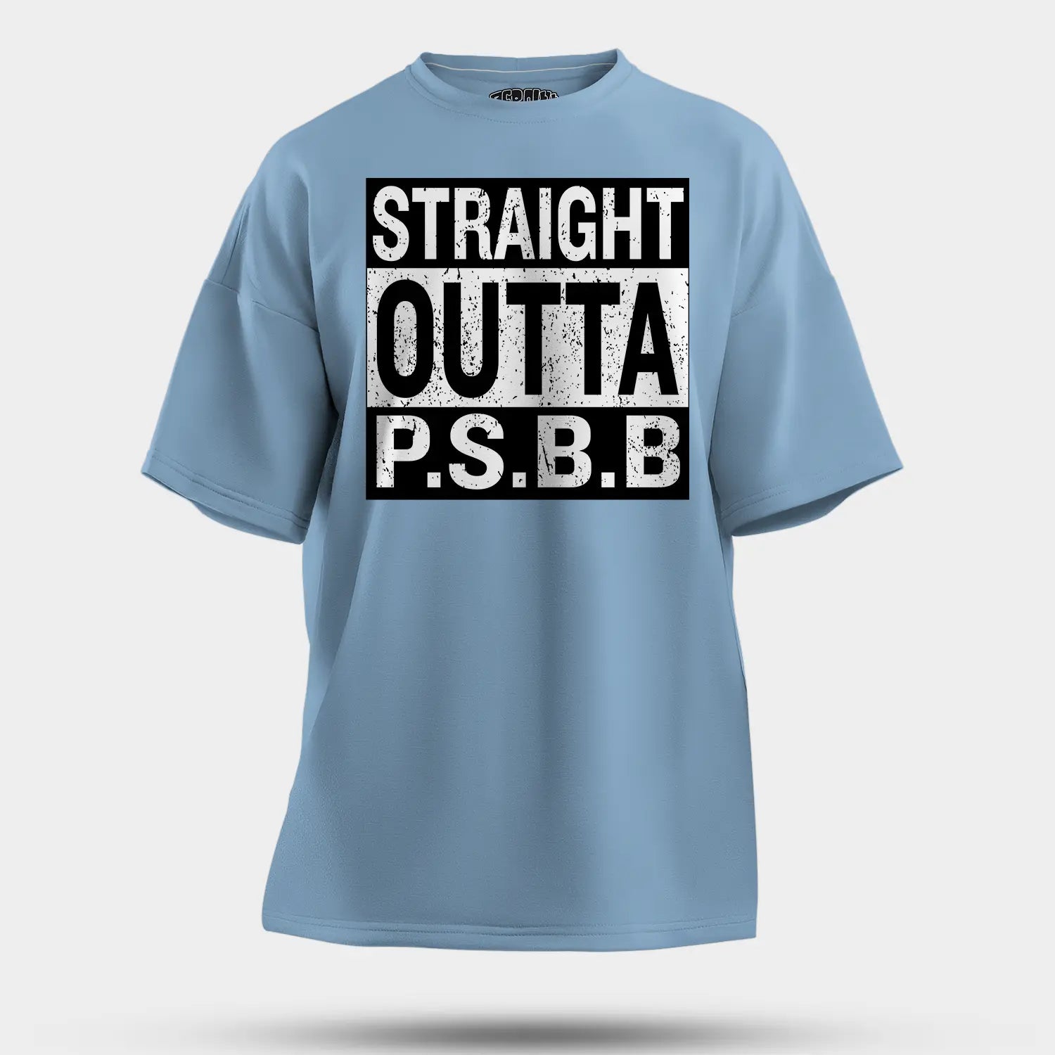 Straight Outta Psbb Men/Unisex Oversized T-Shirt in Baby Blue Color