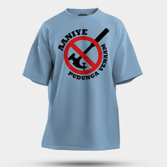Aaniye Pudunga Venaam Men/Unisex Oversized T-Shirt in Baby Blue Color