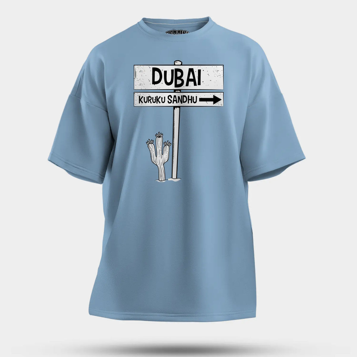 Dubai Kuruku Sandhu Men/Unisex Oversized T-Shirt in Baby Blue Color