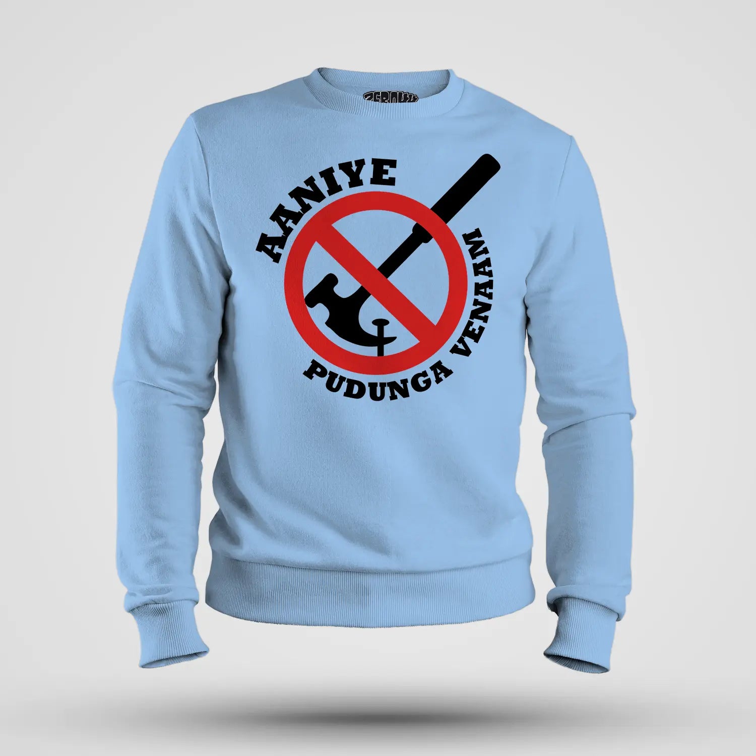 Aaniye Pudunga Venaam Men/Unisex Sweatshirt in Baby Blue Color