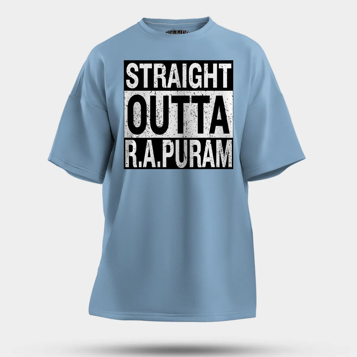 Straight Outta R.a Puram Men/Unisex Oversized T-Shirt in Baby Blue Color