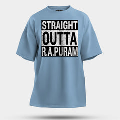 Straight Outta R.a Puram Men/Unisex Oversized T-Shirt in Baby Blue Color