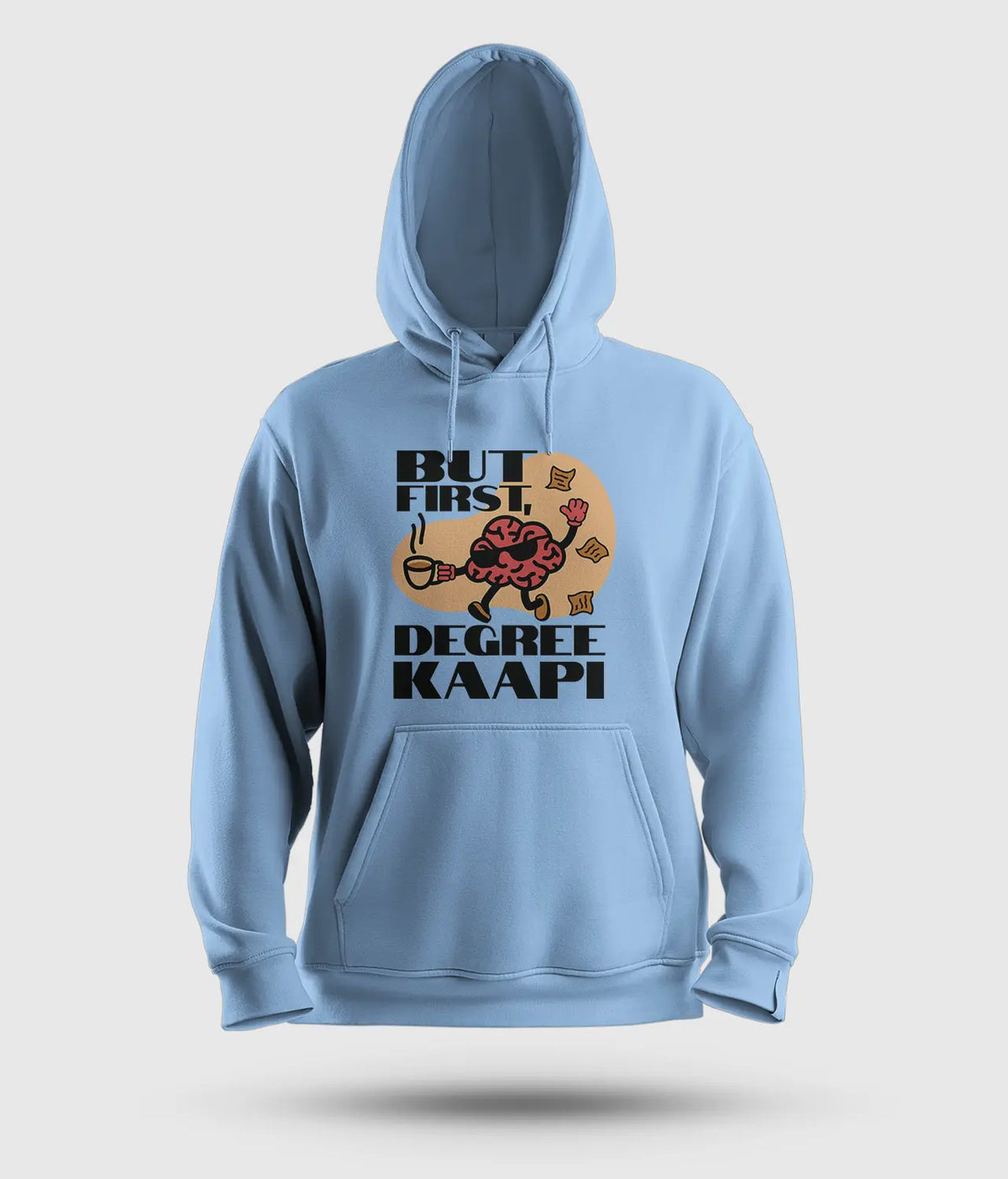 But First Degree Kaapi Men/Unisex Hoodie in Baby Blue Color