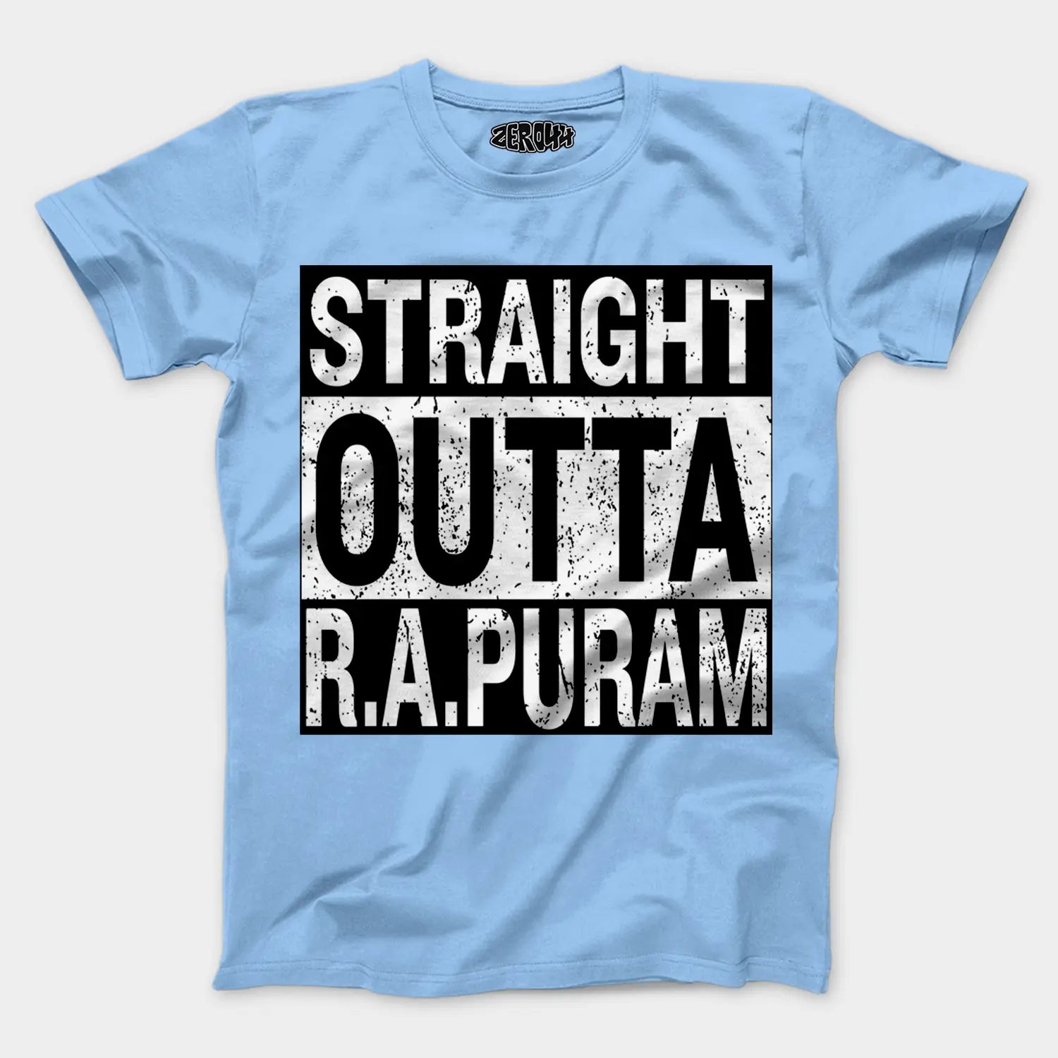 Straight Outta R.a Puram Men/Unisex T-Shirt in Baby Blue Color