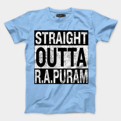 Straight Outta R.a Puram Men/Unisex T-Shirt in Baby Blue Color