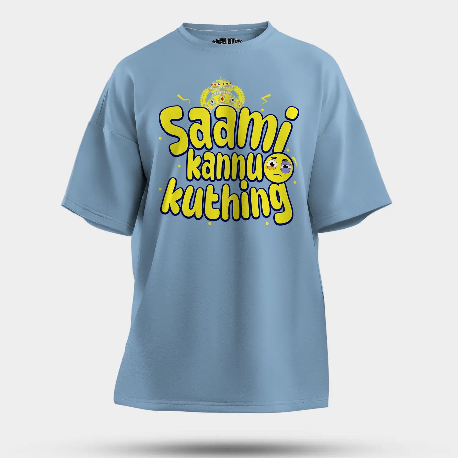 Saami Kannu Kuthing Men/Unisex Oversized T-Shirt in Baby Blue Color
