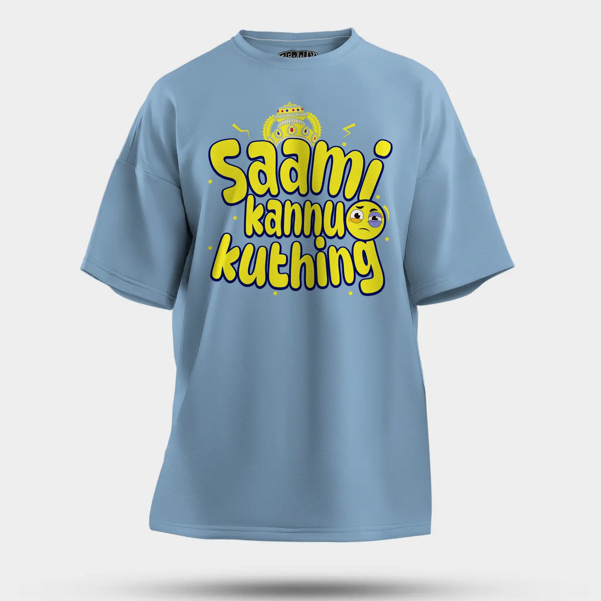 Saami Kannu Kuthing Men/Unisex Oversized T-Shirt in Baby Blue Color