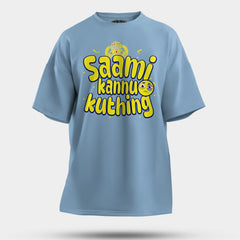 Saami Kannu Kuthing Men/Unisex Oversized T-Shirt in Baby Blue Color