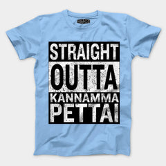Straight Outta Kannamma Pettai Men/Unisex T-Shirt in Baby Blue Color