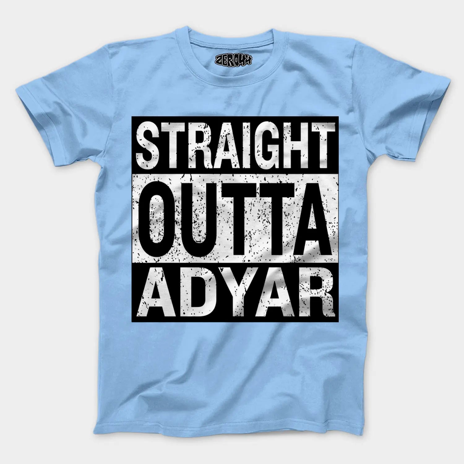 Straight Outta Adyar Men/Unisex T-Shirt in Baby Blue Color