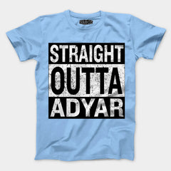 Straight Outta Adyar Men/Unisex T-Shirt in Baby Blue Color