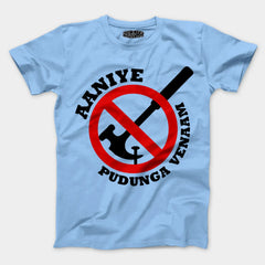 Aaniye Pudunga Venaam Men/Unisex T-Shirt in Baby Blue Color