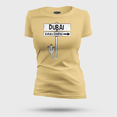 Dubai Kuruku Sandhu Women's T-Shirt in Beige Color