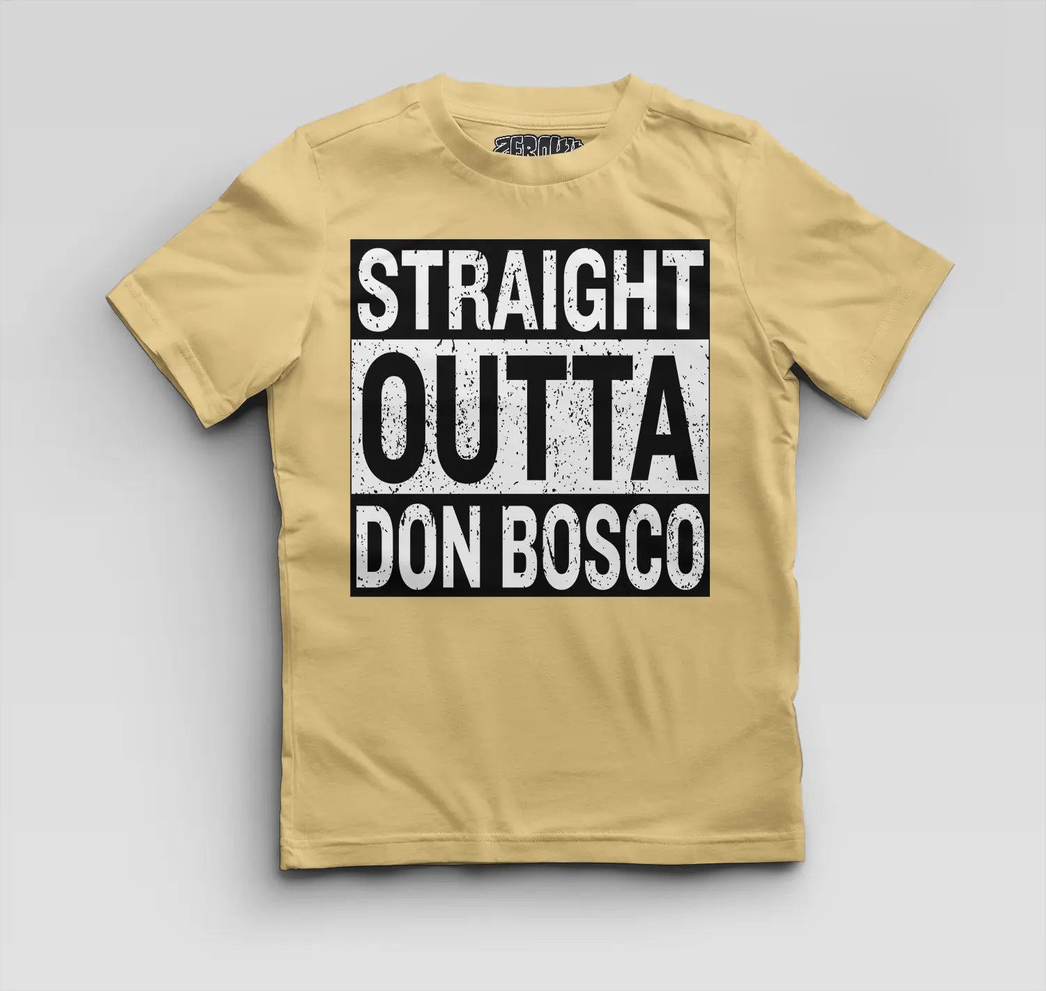 Straight Outta Don Bosco Boys Round Neck T-Shirt in Beige Color