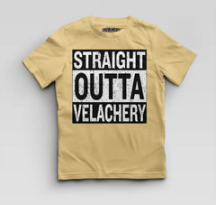 Straight Outta Velachery Boys Round Neck T-Shirt in Beige Color
