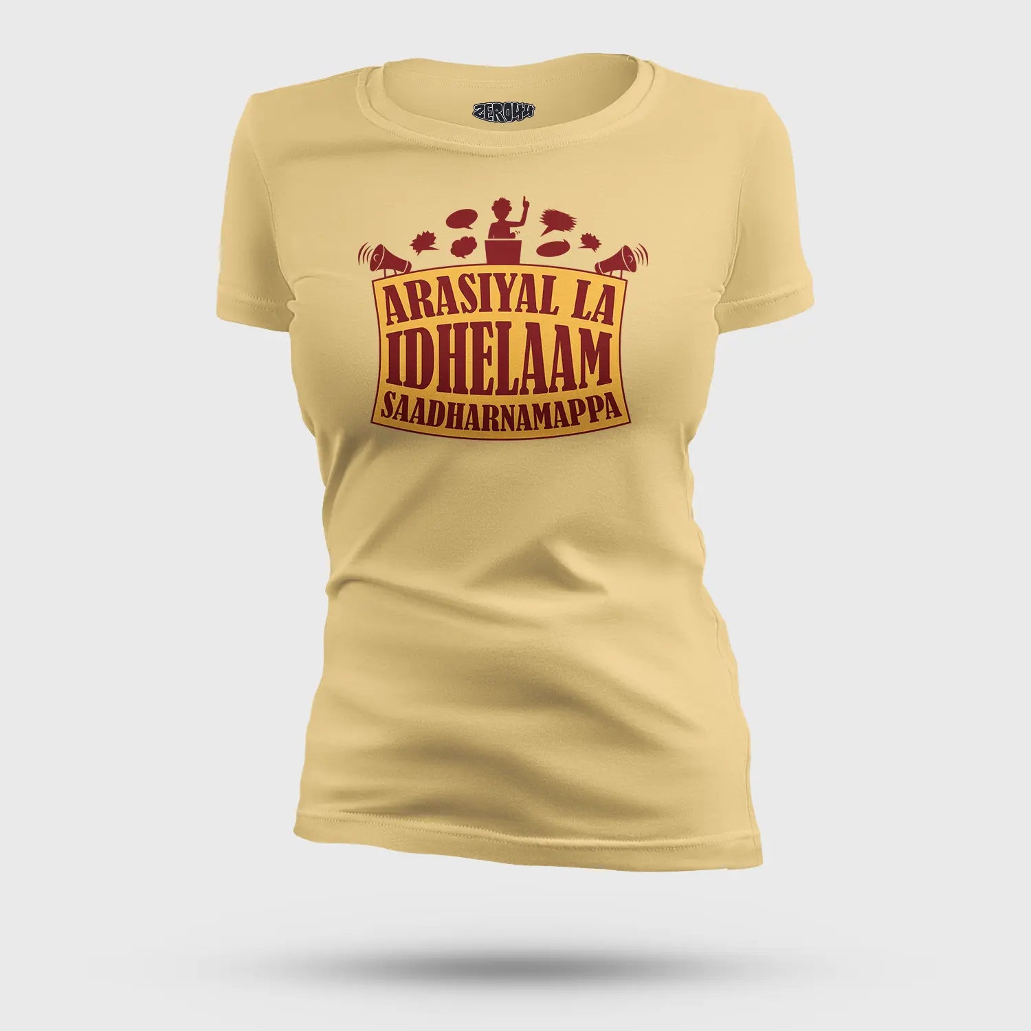 Arasiyal La Idhellam Saadharnamappa Women's T-Shirt in Beige Color
