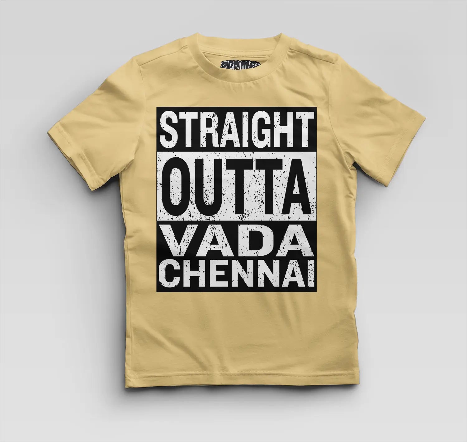 Straight Outta Vada Chennai Boys Round Neck T-Shirt in Beige Color