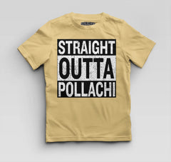 Straight Outta Pollachi Boys Round Neck T-Shirt in Beige Color