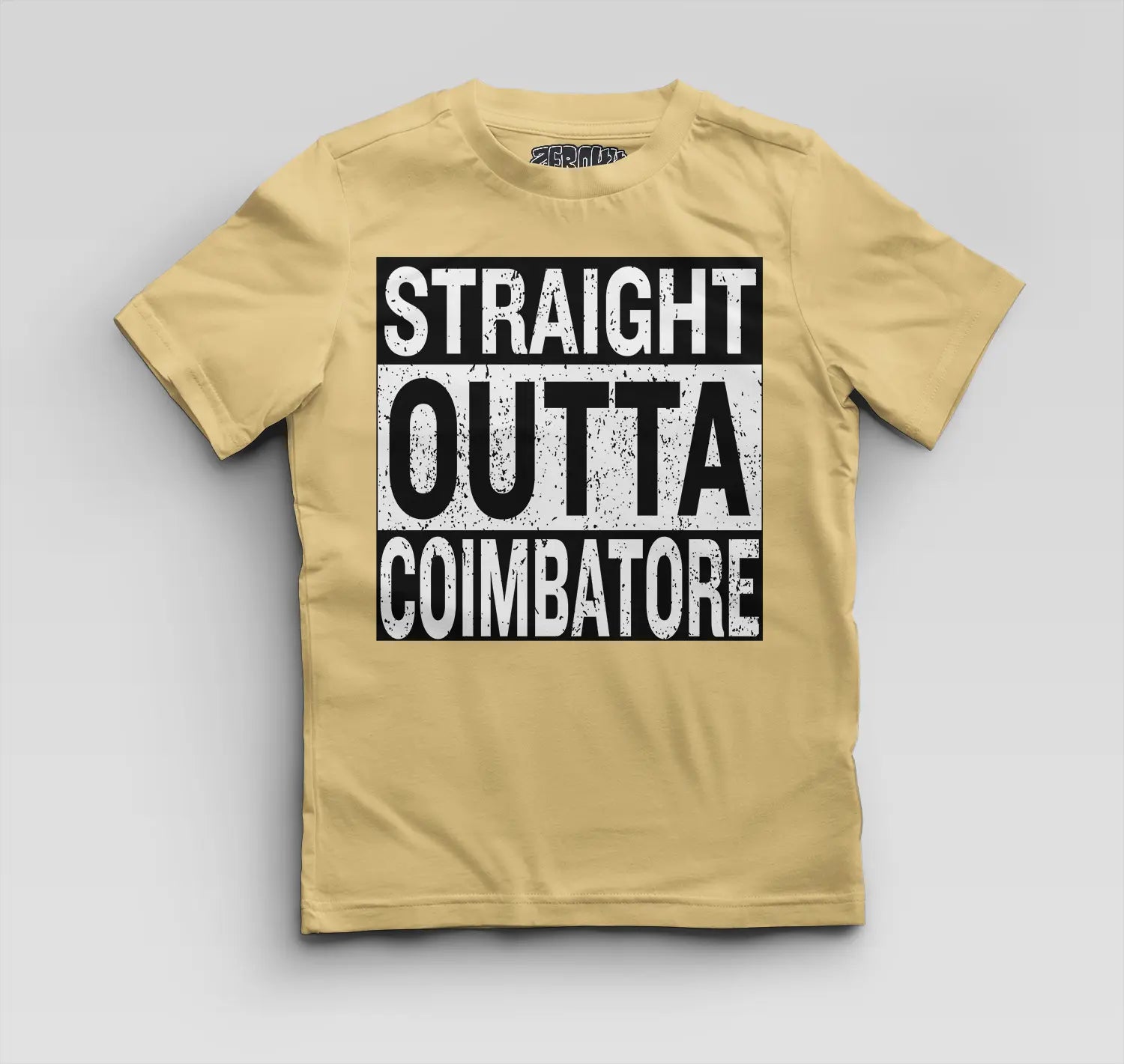Straight Outta Coimbatore Boys Round Neck T-Shirt in Beige Color