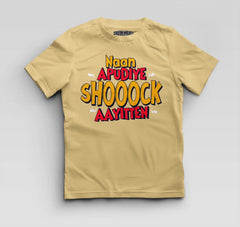 Naan Apudiye Shoooock Aayitten Boys Round Neck T-Shirt in Beige Color