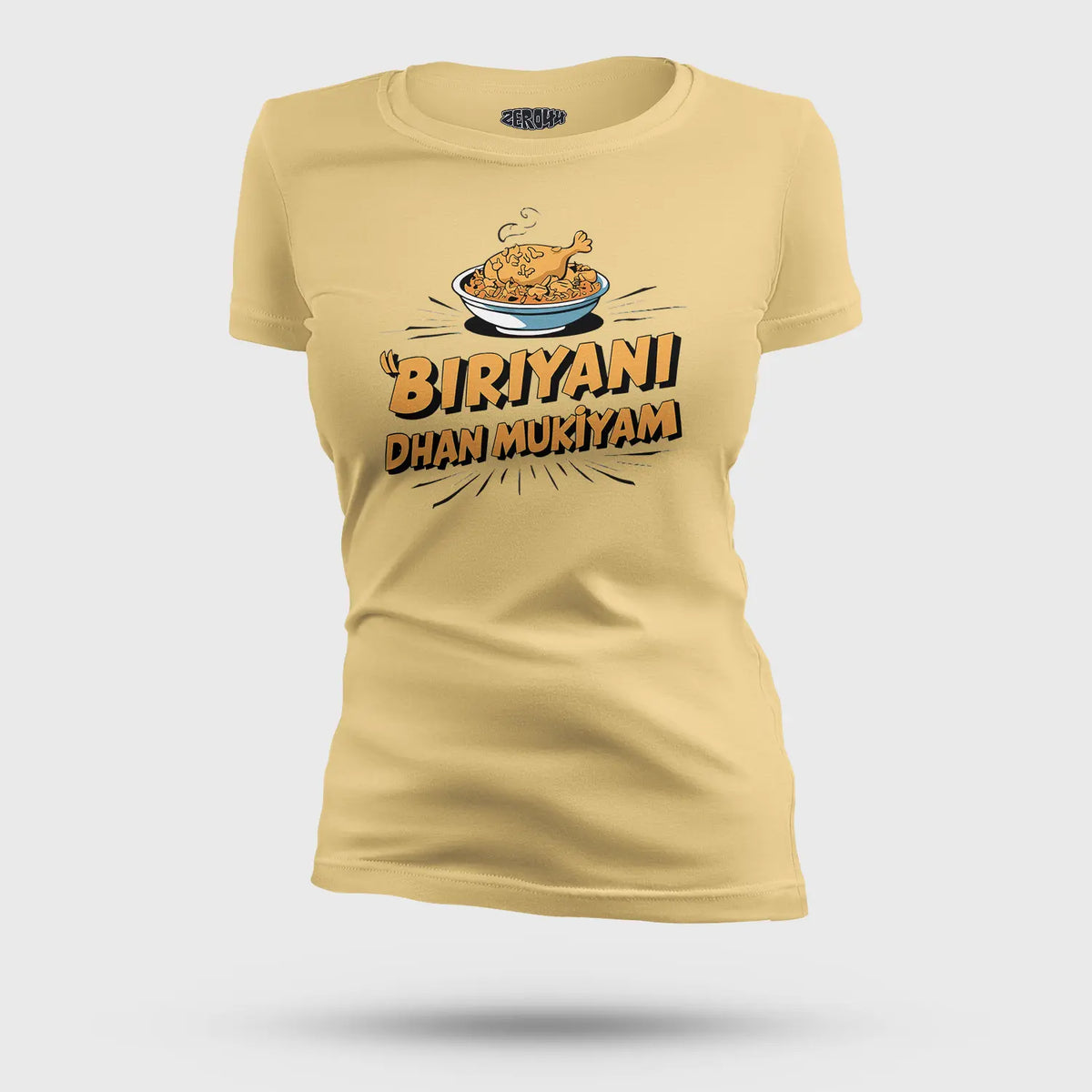 Biriyani Dhan Mukiyam Women's T-Shirt in Beige Color