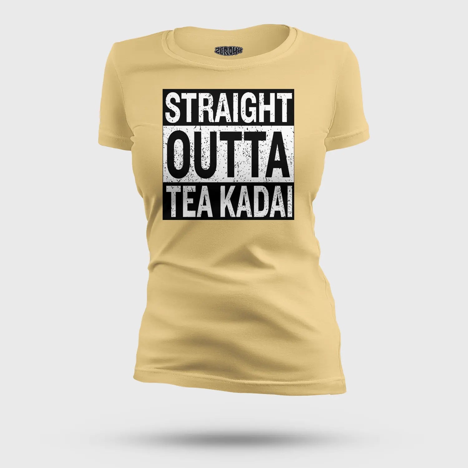 Straight Outta Tea Kadai Women's T-Shirt in Beige Color