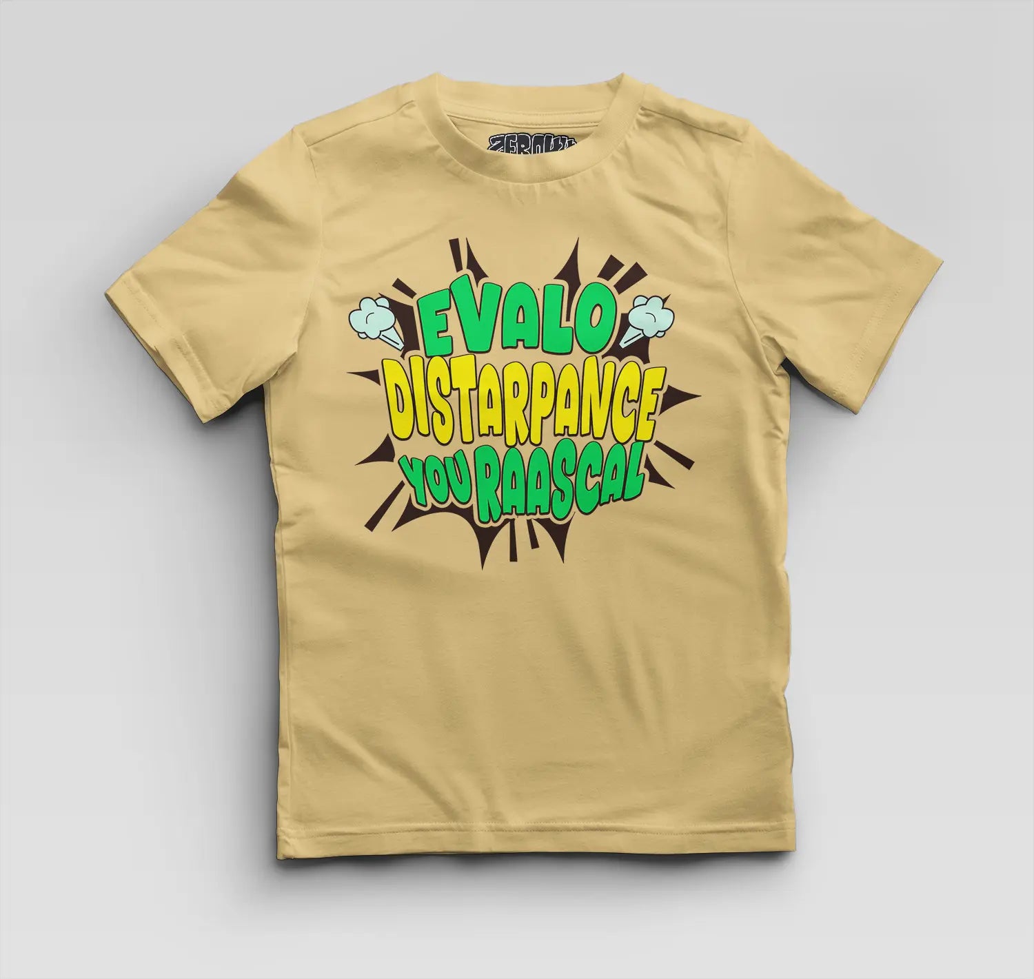 Evalo Distarpance You Raascal Boys Round Neck T-Shirt in Beige Color