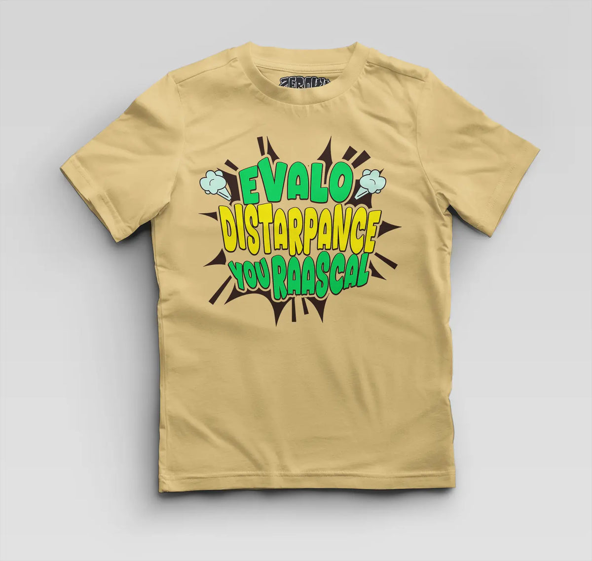 Evalo Distarpance You Raascal Boys Round Neck T-Shirt in Beige Color