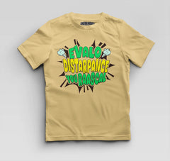 Evalo Distarpance You Raascal Boys Round Neck T-Shirt in Beige Color