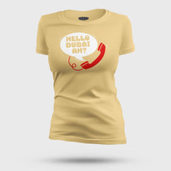 Hello Dubai Ah? Women's T-Shirt in Beige Color