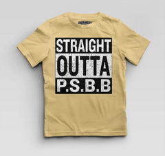 Straight Outta Psbb Boys Round Neck T-Shirt in Beige Color