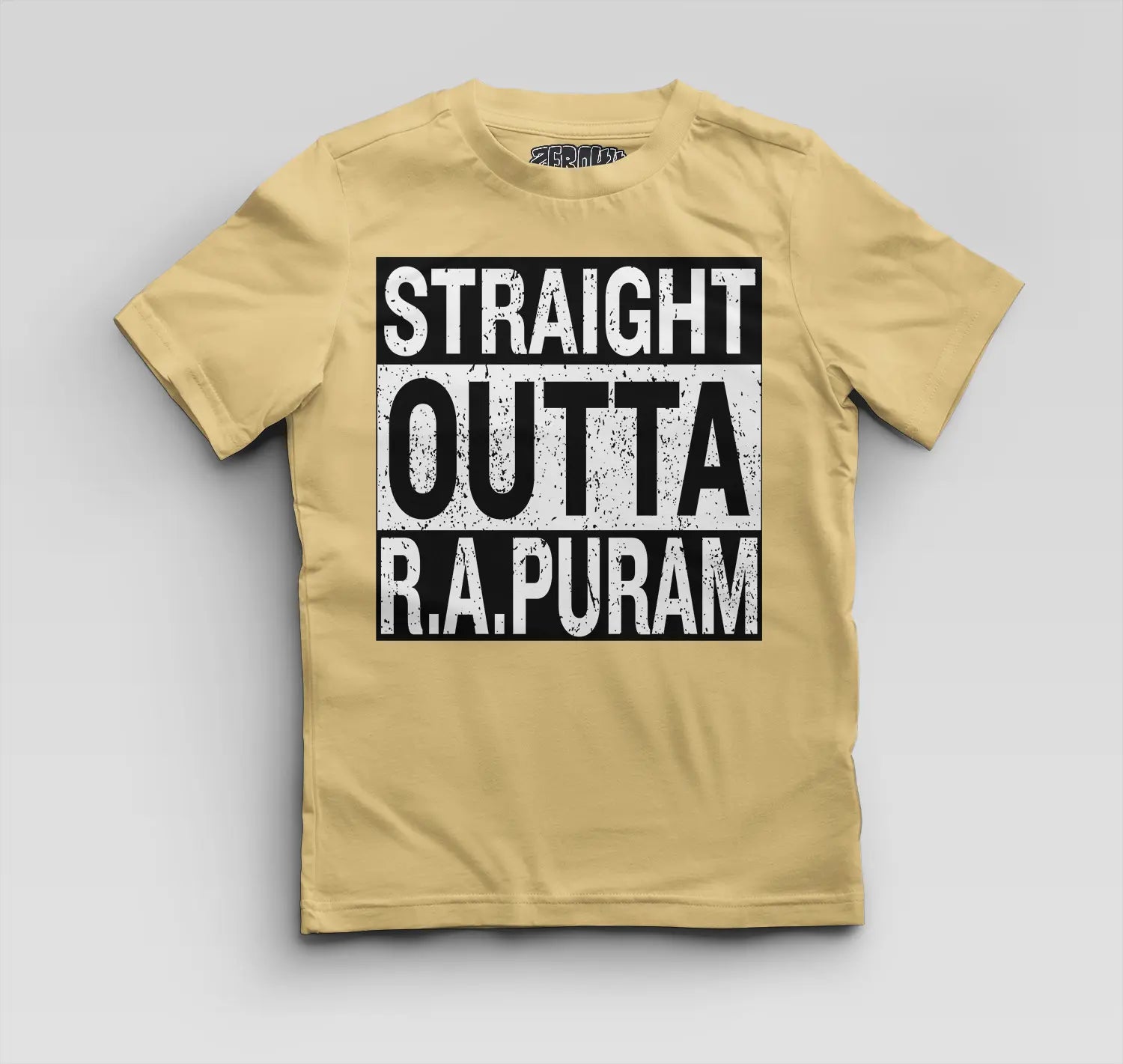 Straight Outta R.a Puram Boys Round Neck T-Shirt in Beige Color