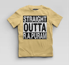 Straight Outta R.a Puram Boys Round Neck T-Shirt in Beige Color