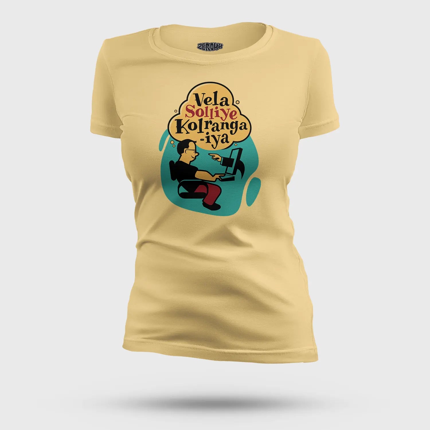 Vela Soliye Kolrangaiya Women's T-Shirt in Beige Color