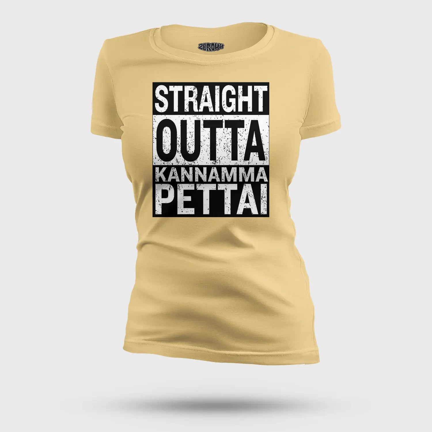 Straight Outta Kannamma Pettai Women's T-Shirt in Beige Color