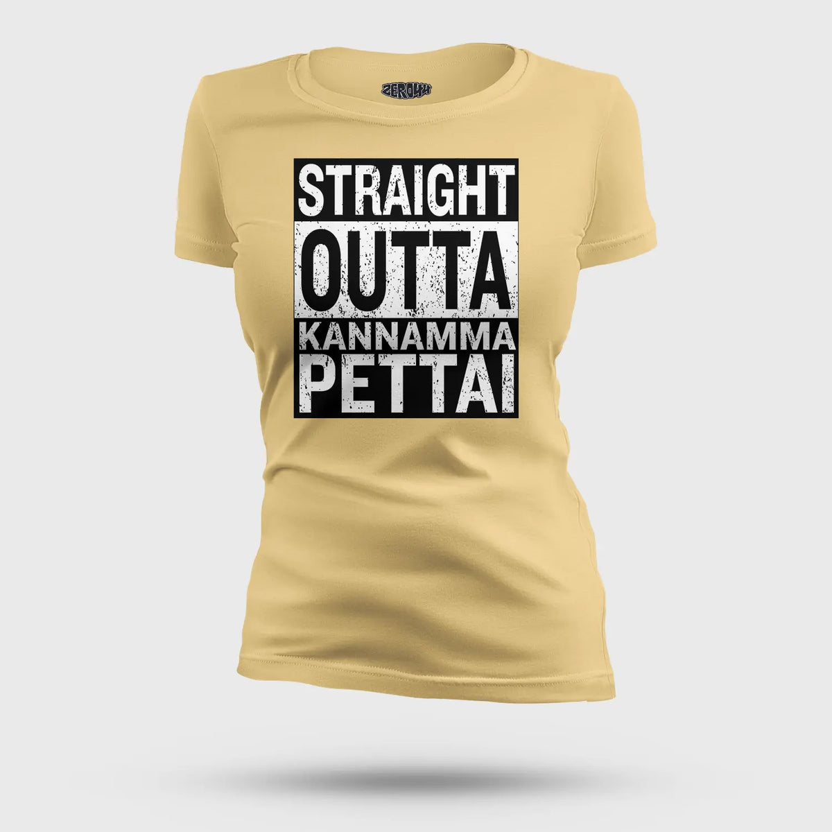 Straight Outta Kannamma Pettai Women's T-Shirt in Beige Color