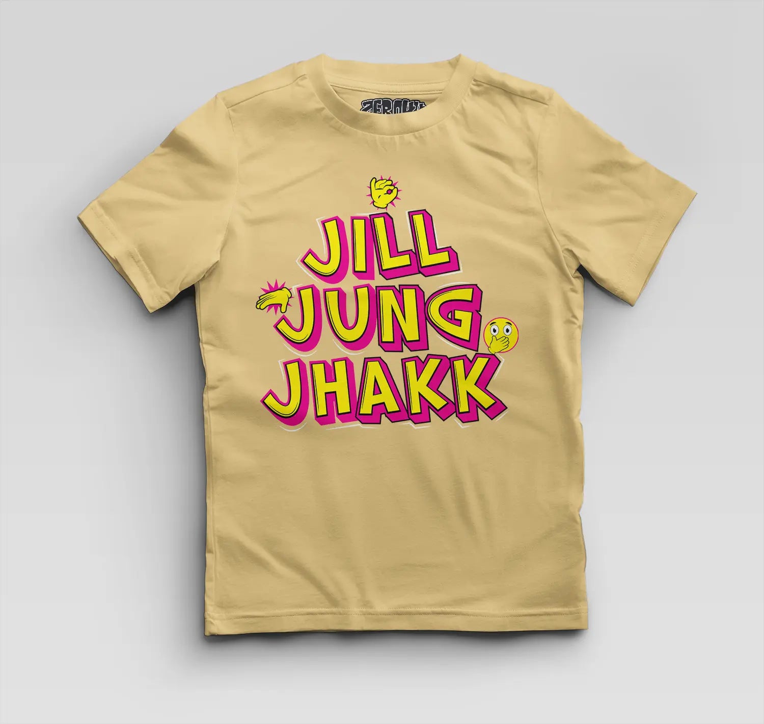 Jill Jung Jhakk Boys Round Neck T-Shirt in Beige Color