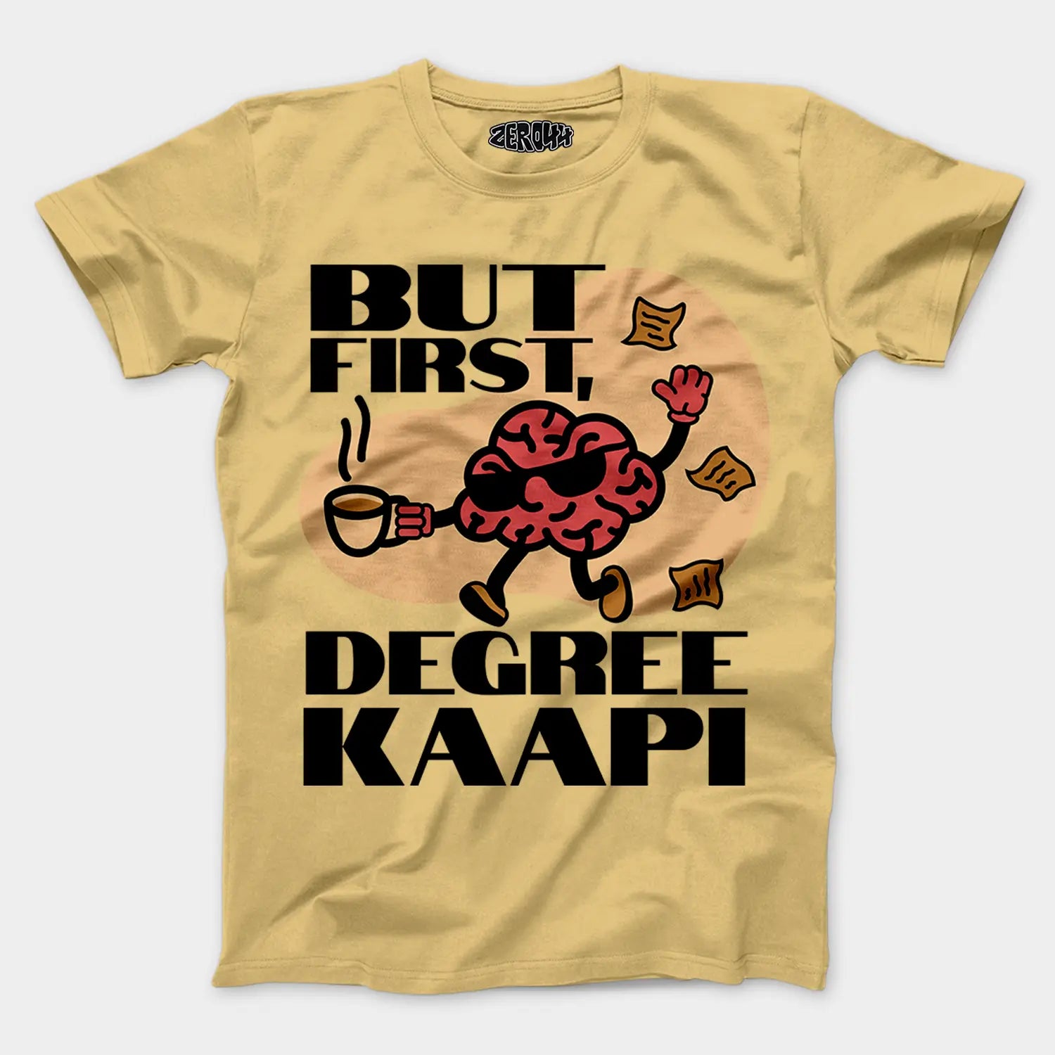 But First Degree Kaapi Men/Unisex T-Shirt in Beige Color