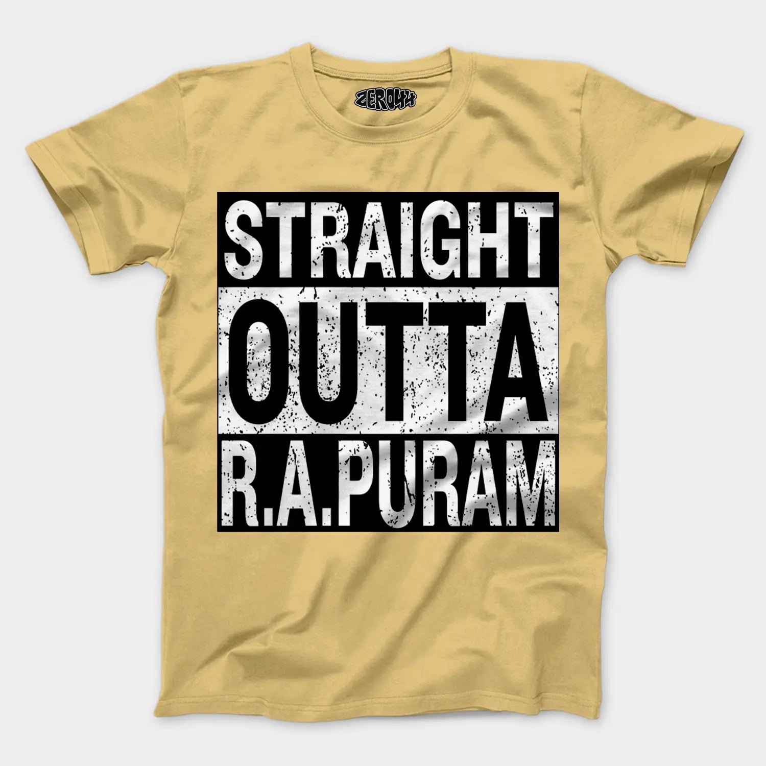 Straight Outta R.a Puram Men/Unisex T-Shirt in Beige Color