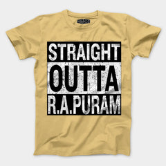 Straight Outta R.a Puram Men/Unisex T-Shirt in Beige Color